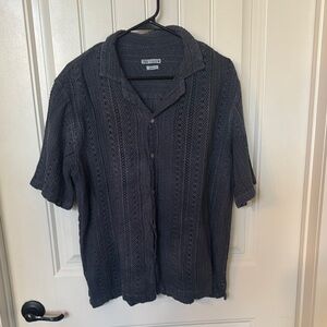 Zara Navy/Gray Casual Button Down Shirt